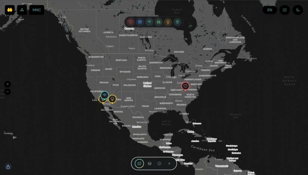 Screenshot of the MNC Map